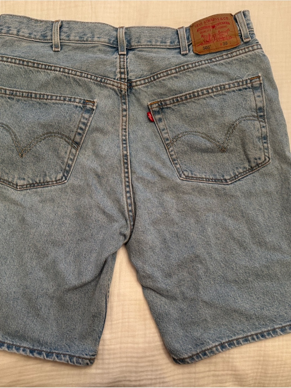 Levi's 505 Light Wash Blue Denim Men’s Shorts with Signature Red Tab
